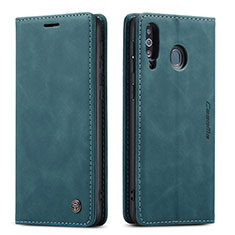 Leather Case Stands Flip Cover Holder C01S for Samsung Galaxy A40s Blue