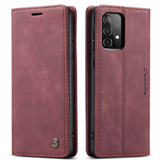 Leather Case Stands Flip Cover Holder C01S for Samsung Galaxy A52s 5G Red Wine