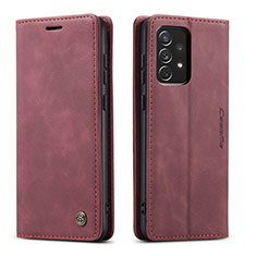 Leather Case Stands Flip Cover Holder C01S for Samsung Galaxy A73 5G Red Wine