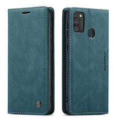 Leather Case Stands Flip Cover Holder C01S for Samsung Galaxy M21 Blue