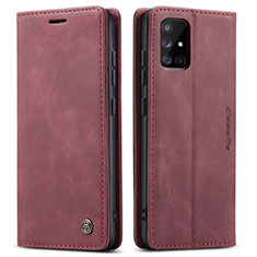 Leather Case Stands Flip Cover Holder C01S for Samsung Galaxy M40S Red Wine