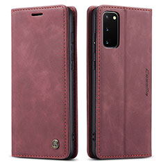 Leather Case Stands Flip Cover Holder C01S for Samsung Galaxy S20 5G Red Wine