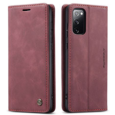 Leather Case Stands Flip Cover Holder C01S for Samsung Galaxy S20 FE 4G Red Wine