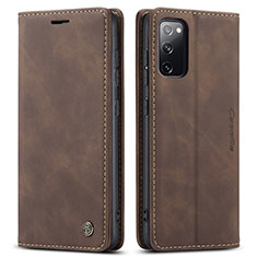 Leather Case Stands Flip Cover Holder C01S for Samsung Galaxy S20 FE 5G Brown