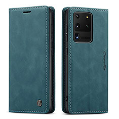 Leather Case Stands Flip Cover Holder C01S for Samsung Galaxy S20 Ultra 5G Blue