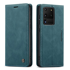 Leather Case Stands Flip Cover Holder C01S for Samsung Galaxy S20 Ultra Blue