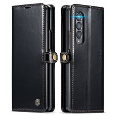 Leather Case Stands Flip Cover Holder C01S for Samsung Galaxy Z Fold3 5G Black