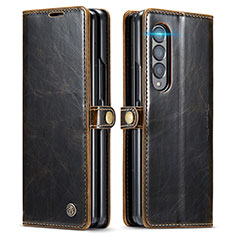 Leather Case Stands Flip Cover Holder C01S for Samsung Galaxy Z Fold3 5G Brown