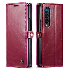 Leather Case Stands Flip Cover Holder C01S for Samsung Galaxy Z Fold3 5G Red