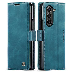 Leather Case Stands Flip Cover Holder C01S for Samsung Galaxy Z Fold5 5G Blue