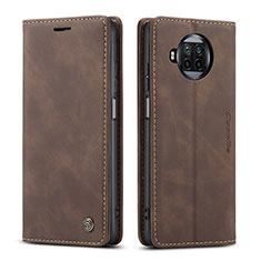 Leather Case Stands Flip Cover Holder C01S for Xiaomi Mi 10i 5G Brown