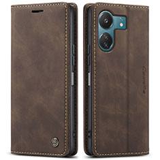 Leather Case Stands Flip Cover Holder C01S for Xiaomi Poco C65 Brown