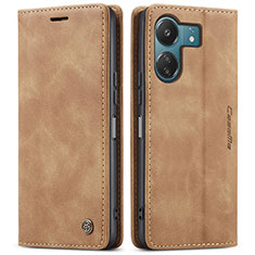 Leather Case Stands Flip Cover Holder C01S for Xiaomi Poco C65 Light Brown