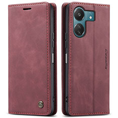 Leather Case Stands Flip Cover Holder C01S for Xiaomi Poco C65 Red Wine