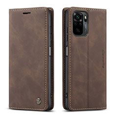 Leather Case Stands Flip Cover Holder C01S for Xiaomi Poco M5S Brown