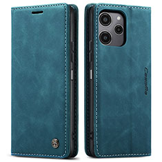 Leather Case Stands Flip Cover Holder C01S for Xiaomi Poco M6 Pro 5G Blue