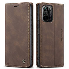 Leather Case Stands Flip Cover Holder C01S for Xiaomi Redmi K40 Pro+ Plus 5G Brown