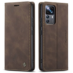 Leather Case Stands Flip Cover Holder C01S for Xiaomi Redmi K50 Ultra 5G Brown