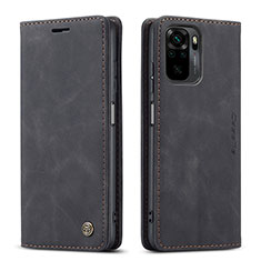 Leather Case Stands Flip Cover Holder C01S for Xiaomi Redmi Note 10 4G Black