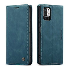 Leather Case Stands Flip Cover Holder C01S for Xiaomi Redmi Note 10 5G Blue