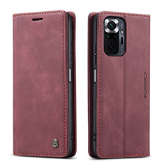 Leather Case Stands Flip Cover Holder C01S for Xiaomi Redmi Note 10 Pro Max Red Wine