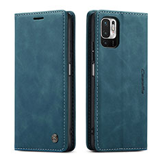 Leather Case Stands Flip Cover Holder C01S for Xiaomi Redmi Note 10T 5G Blue