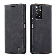 Leather Case Stands Flip Cover Holder C01S for Xiaomi Redmi Note 11 4G (2022) Black