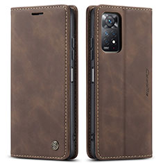 Leather Case Stands Flip Cover Holder C01S for Xiaomi Redmi Note 11 Pro 4G Brown