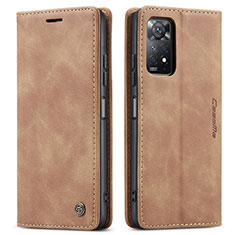 Leather Case Stands Flip Cover Holder C01S for Xiaomi Redmi Note 11 Pro 5G Light Brown