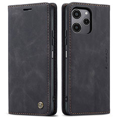 Leather Case Stands Flip Cover Holder C01S for Xiaomi Redmi Note 12R 5G Black