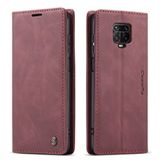 Leather Case Stands Flip Cover Holder C01S for Xiaomi Redmi Note 9 Pro Max Red Wine