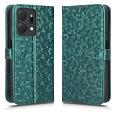 Leather Case Stands Flip Cover Holder C01X for Huawei Honor X7a Green