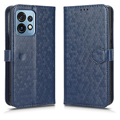 Leather Case Stands Flip Cover Holder C01X for Motorola Moto Edge Plus (2023) 5G Blue