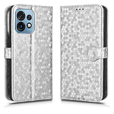 Leather Case Stands Flip Cover Holder C01X for Motorola Moto Edge Plus (2023) 5G Silver