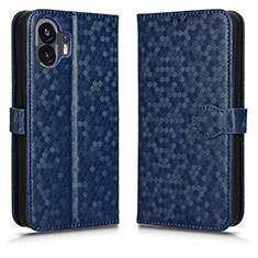 Leather Case Stands Flip Cover Holder C01X for Nothing Phone 2 Blue