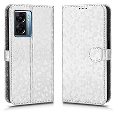 Leather Case Stands Flip Cover Holder C01X for Oppo A56S 5G Silver