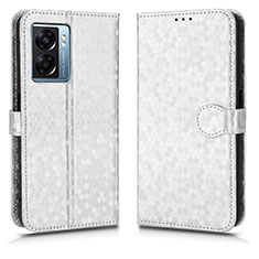 Leather Case Stands Flip Cover Holder C01X for Oppo A57 5G Silver