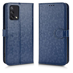 Leather Case Stands Flip Cover Holder C01X for Oppo F19 Blue