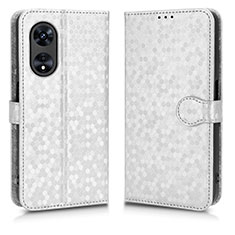 Leather Case Stands Flip Cover Holder C01X for Oppo F23 5G Silver