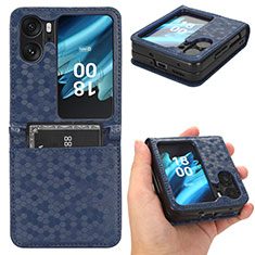 Leather Case Stands Flip Cover Holder C01X for Oppo Find N2 Flip 5G Blue