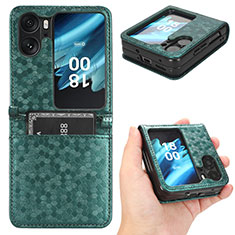 Leather Case Stands Flip Cover Holder C01X for Oppo Find N2 Flip 5G Green