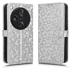 Leather Case Stands Flip Cover Holder C01X for Oppo Find X7 Ultra 5G Silver