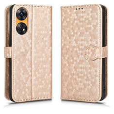 Leather Case Stands Flip Cover Holder C01X for Oppo Reno8 T 4G Gold