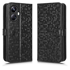 Leather Case Stands Flip Cover Holder C01X for Realme 10 Pro+ Plus 5G Black