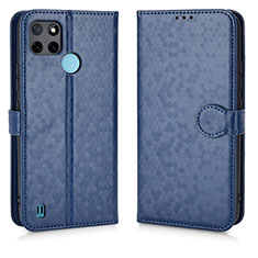 Leather Case Stands Flip Cover Holder C01X for Realme C25Y Blue