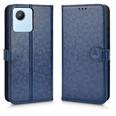 Leather Case Stands Flip Cover Holder C01X for Realme C30 Blue