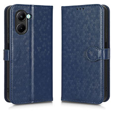 Leather Case Stands Flip Cover Holder C01X for Realme C33 (2023) Blue