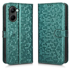 Leather Case Stands Flip Cover Holder C01X for Realme C33 (2023) Green