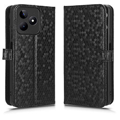 Leather Case Stands Flip Cover Holder C01X for Realme C53 India Black