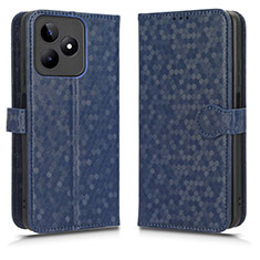 Leather Case Stands Flip Cover Holder C01X for Realme C53 India Blue